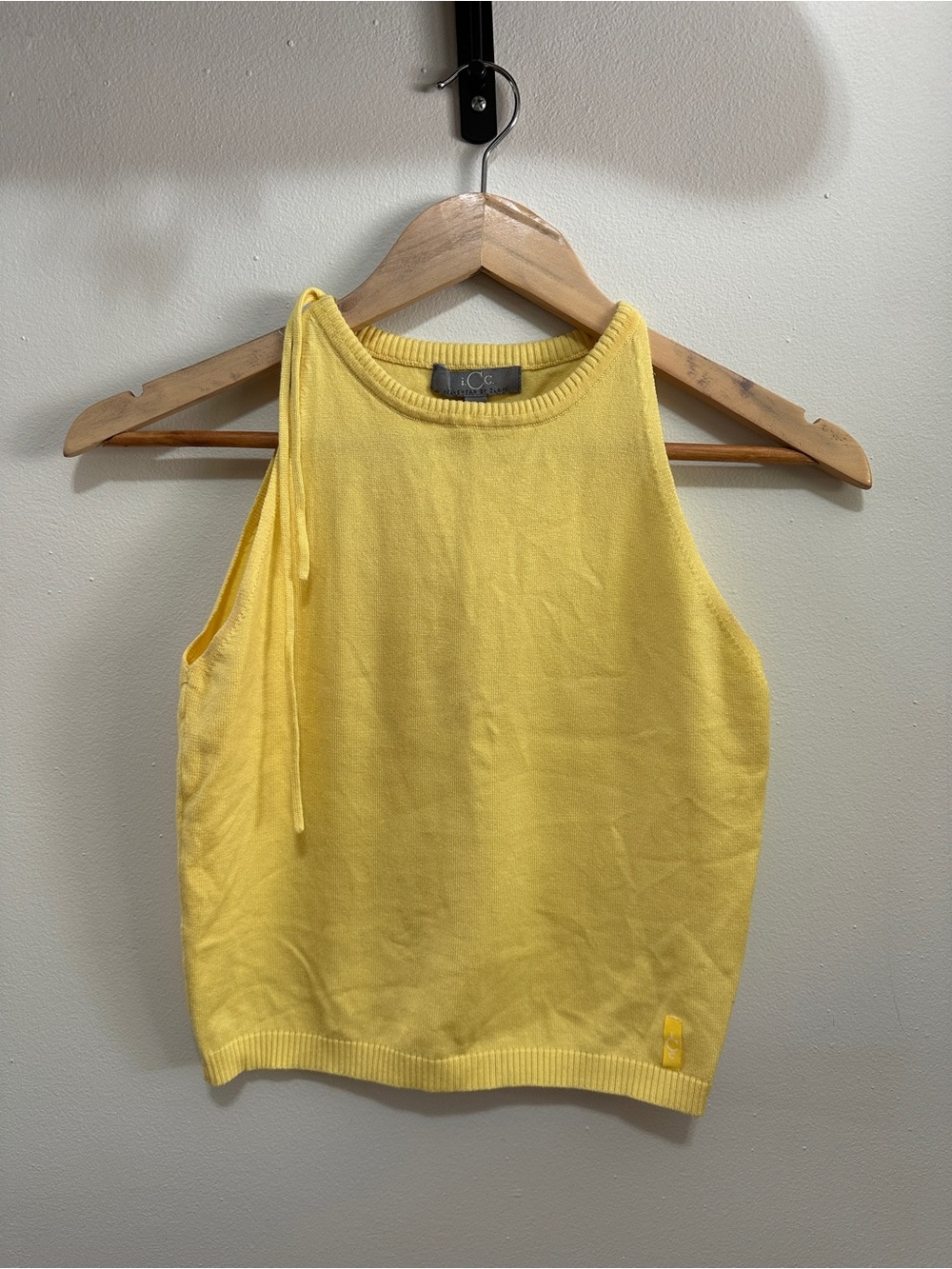 C.C Bright Yellow Tie-Shoulder Knit Tank